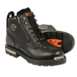 Milwaukee Leather MBM103 Mens Lace-Up Boots with Double Sided Zipper Entry - Milwaukee Leather Mens Boots