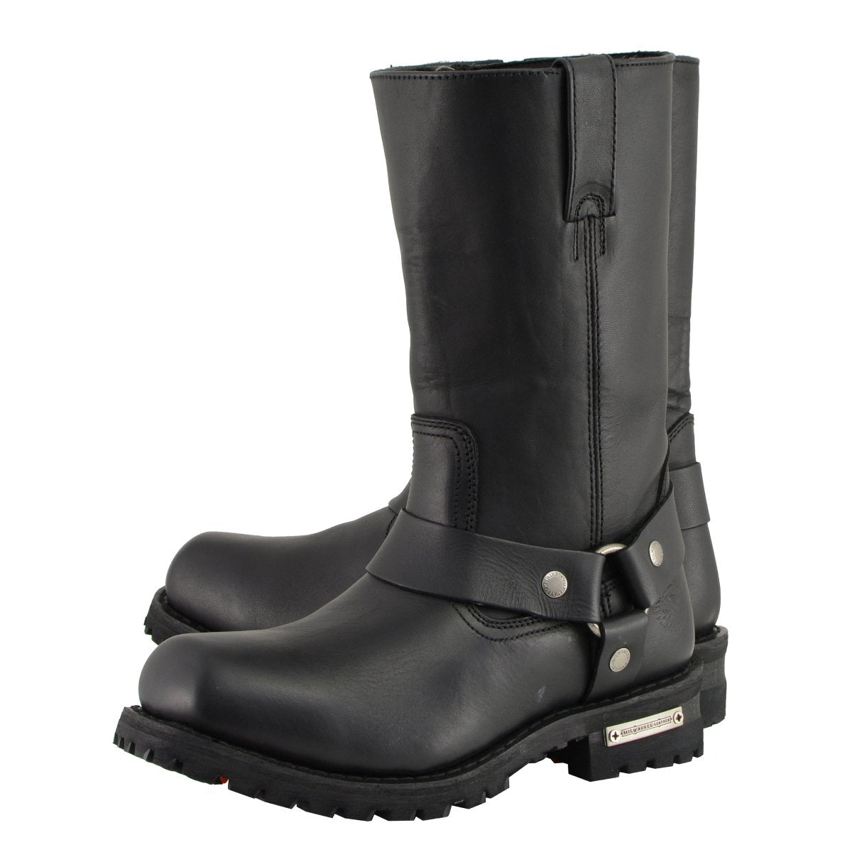Milwaukee Leather MBM131 Mens Black 11-Inch Classic Square Toe Harness Boots - Milwaukee Leather Mens Boots
