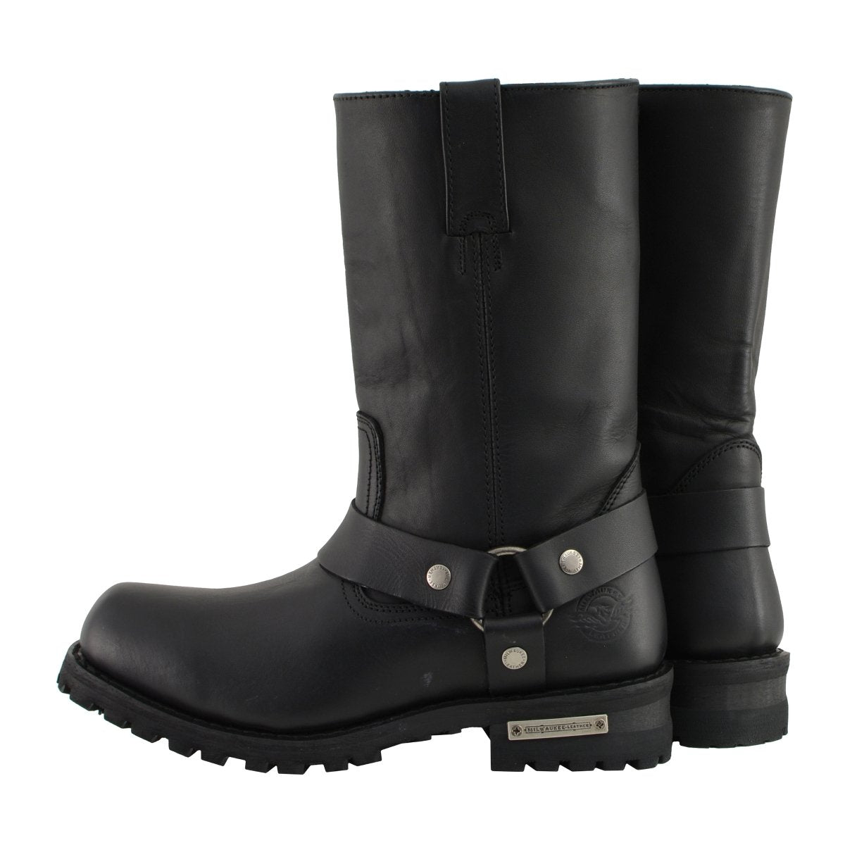 Milwaukee Leather MBM131 Mens Black 11-Inch Classic Square Toe Harness Boots - Milwaukee Leather Mens Boots