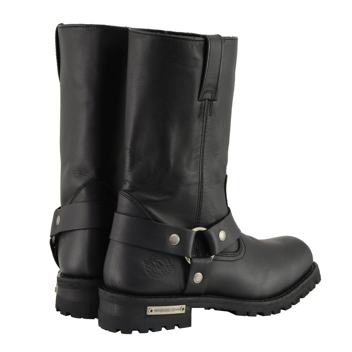 Milwaukee Leather MBM131W Mens Wide Width 11-Inch Classic Square Toe Black Harness Boots - Milwaukee Leather Mens Boots