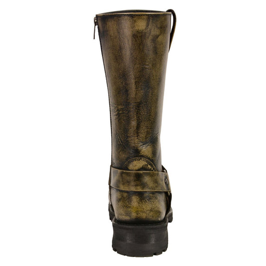 Milwaukee Leather MBM9005 Distress Mens Water Resistance 11 Inch Harness Square Toe Boots - Milwaukee Leather Mens Boots