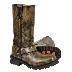 Milwaukee Leather MBM9005W Mens Wide Width Distressed Brown 11 Inch Classic Harness Square Toe Boots Width - Milwaukee Leather Mens Boots