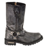 Milwaukee Leather MBM9006 Mens Distressed Gray 11 Inch Classic Harness Square Toe Boot - Milwaukee Leather Mens Boots