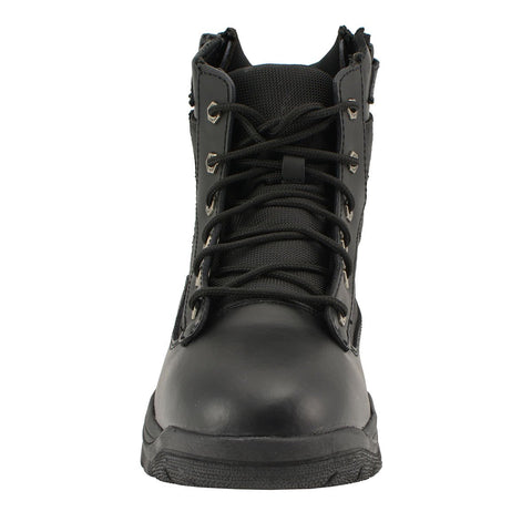 Milwaukee Leather MBM9011 Men's 6-inch Black Leather Swat Style-Tactical Lace-Up Biker Boots w/ Side Zippers