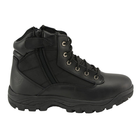 Milwaukee Leather MBM9011 Men's 6-inch Black Leather Swat Style-Tactical Lace-Up Biker Boots w/ Side Zippers