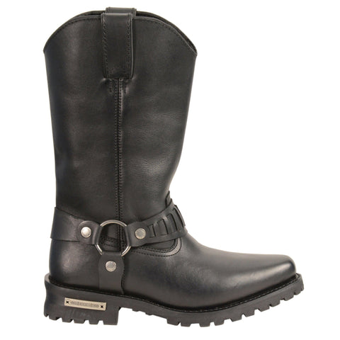Milwaukee Leather MBM9015 Mens Black 11 Inch Western Style Harness Boots - Milwaukee Leather Mens Boots