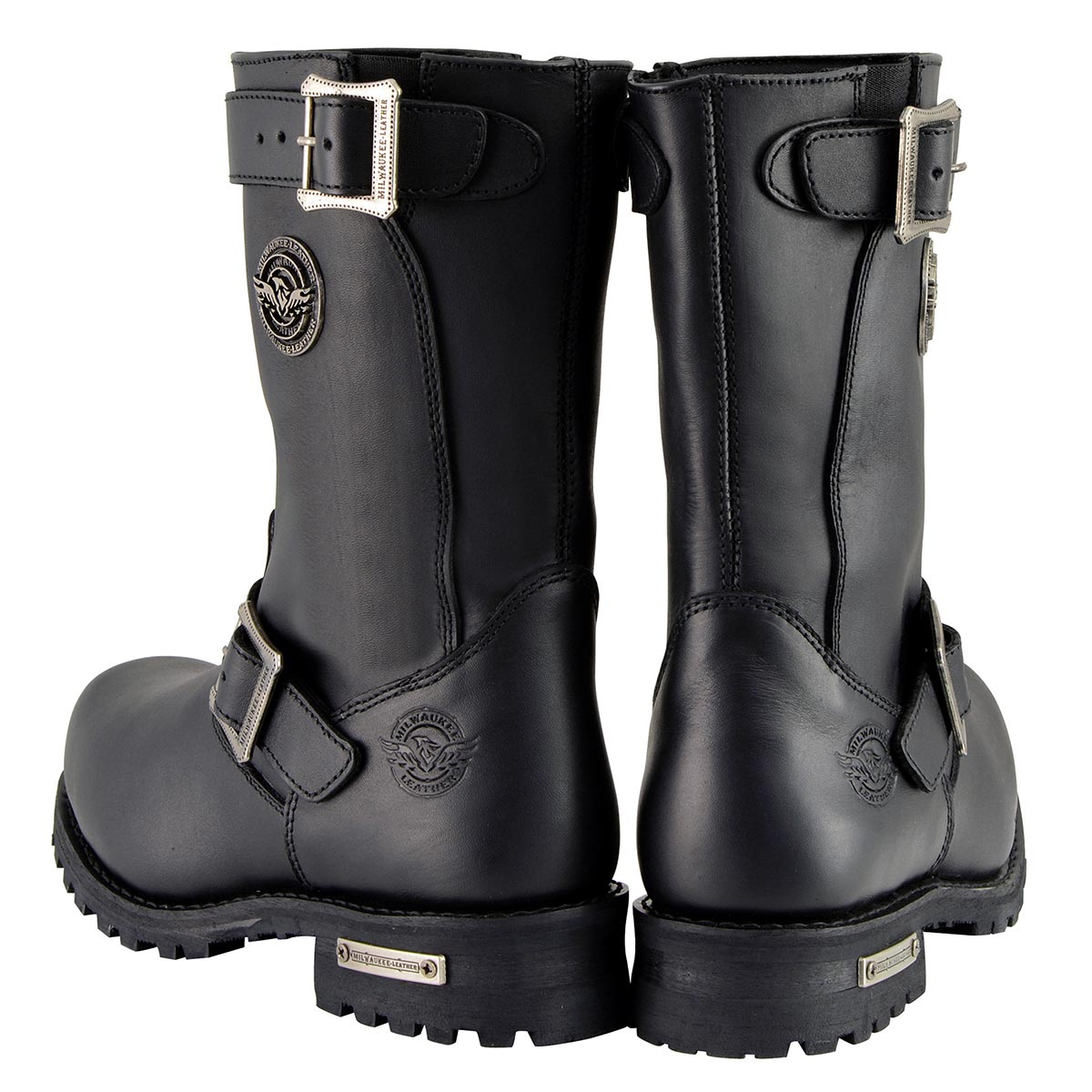 Milwaukee Leather MBM9020W Men's Black 'Wide-Width' 11-Inch Classic Engineer Motorcycle Leather Boots