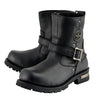 Milwaukee Leather MBM9040W Men's Black 'Wide Width' 6-inch Classic Engineer Motorcycle Leather Boots with Side Zipper
