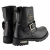 Milwaukee Leather MBM9040W Men's Black 'Wide Width' 6-inch Classic Engineer Motorcycle Leather Boots with Side Zipper