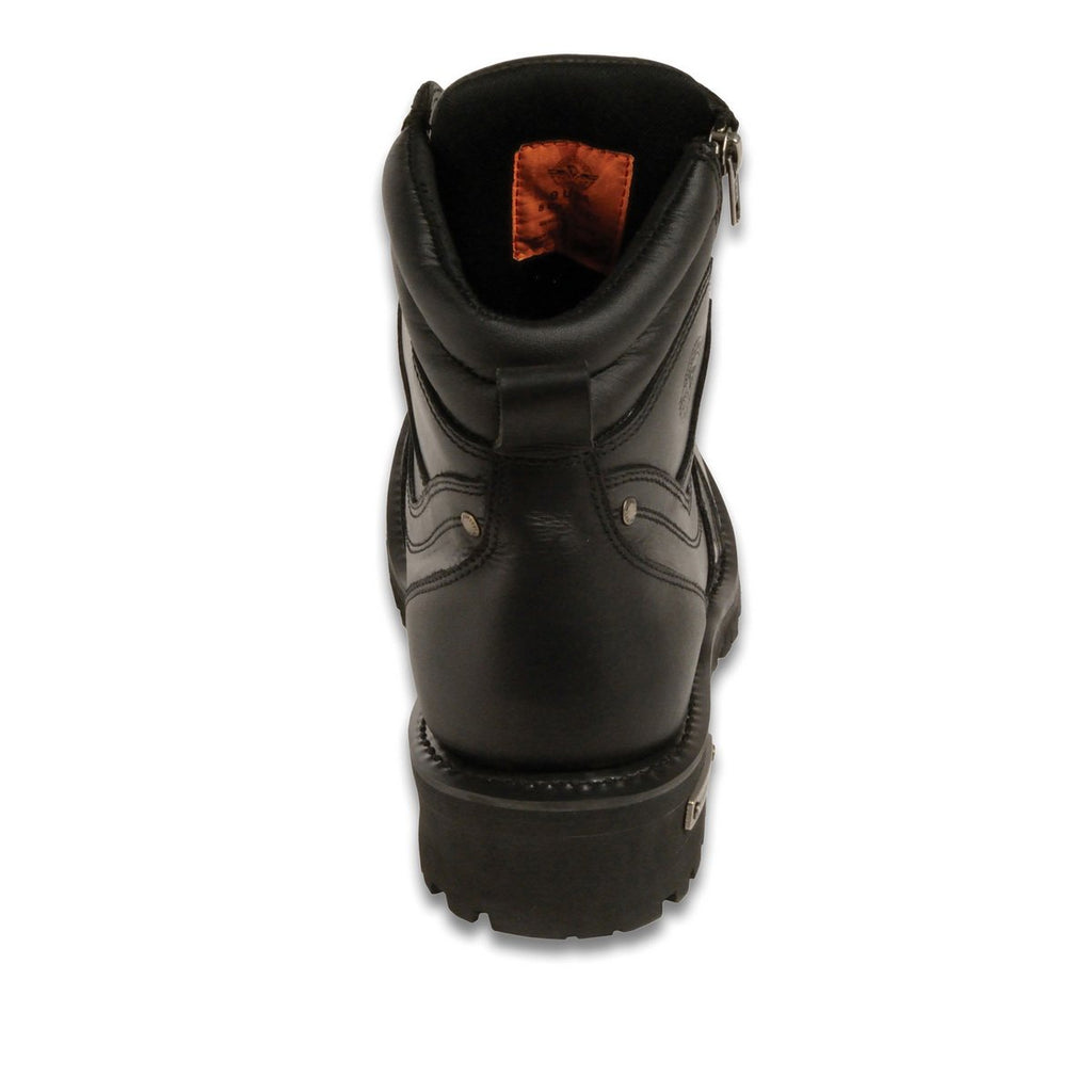 Milwaukee Leather MBM9050W Men's Wide Width Black 6 inch Lace-Up Boots with Zipper Closure