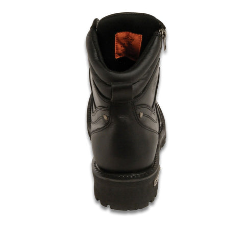 Milwaukee Leather MBM9050W Men's Wide Width Black 6 inch Lace-Up Boots with Zipper Closure