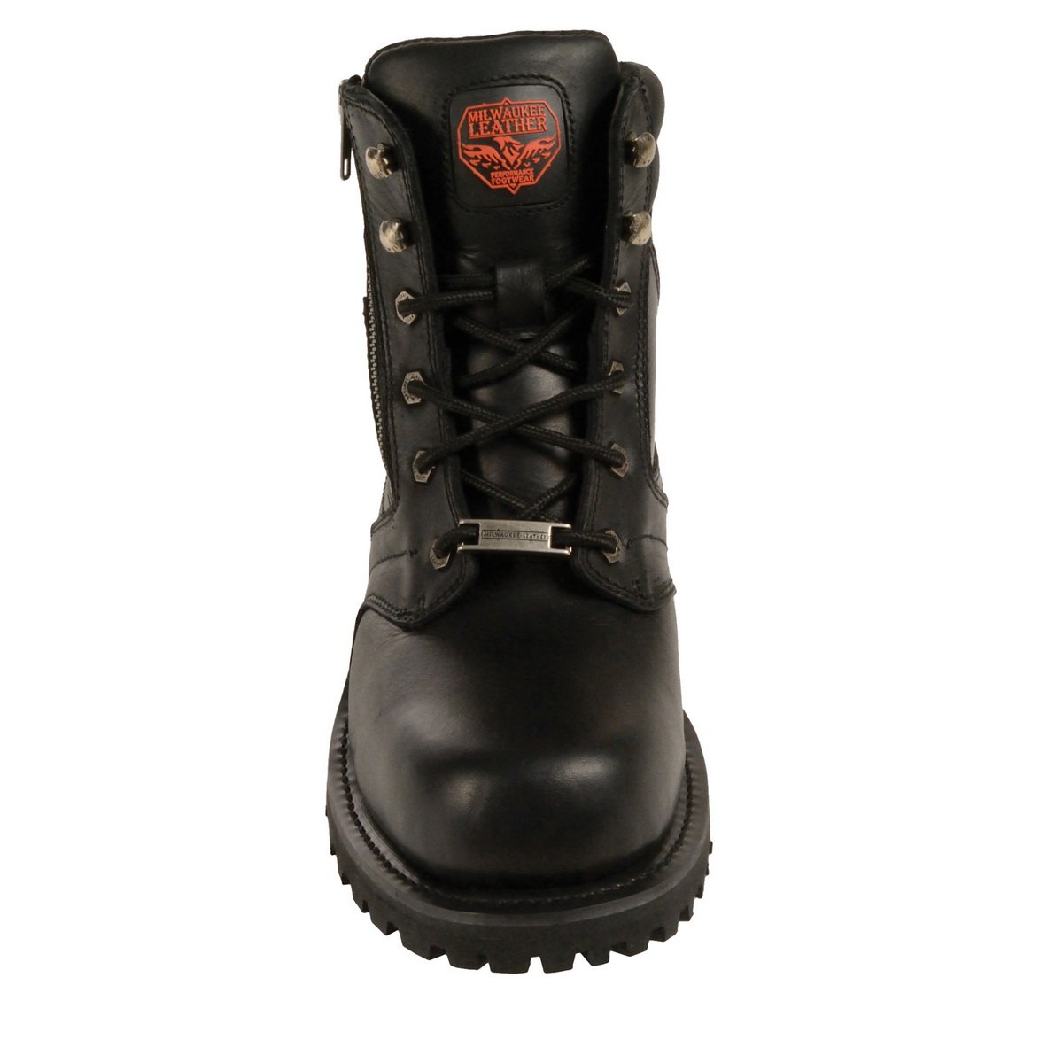 Milwaukee Leather MBM9050W Men's Wide Width Black 6 inch Lace-Up Boots with Zipper Closure