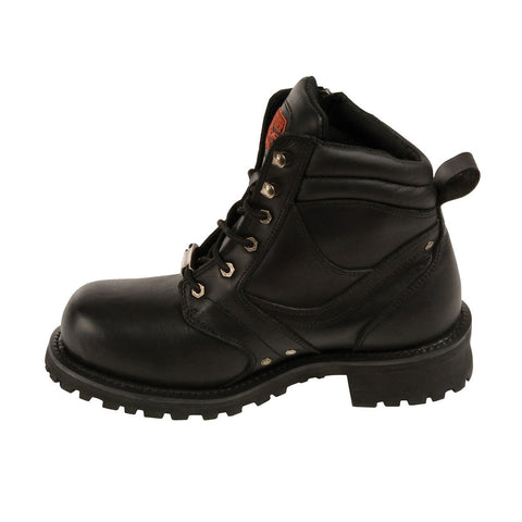 Milwaukee Leather MBM9050W Men's Wide Width Black 6 inch Lace-Up Boots with Zipper Closure