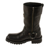 Milwaukee Leather MBM9060W Mens Black Wide Width 11 Inch Classic Harness Square Toe Boots - Milwaukee Leather Mens Boots