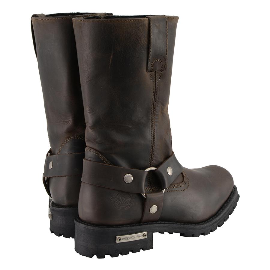 Milwaukee Leather MBM9062 Men's Classic 11-Inch Dark Brown Harness Square Toe Motorcycle Boots