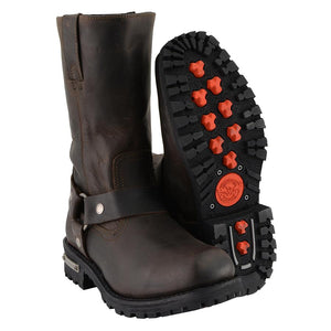 Milwaukee Leather MBM9062 Men's Classic 11 Inch Dark Brown Harness Square Toe Boots