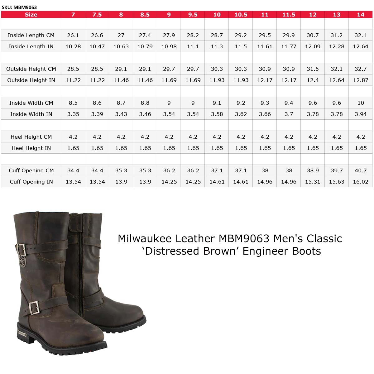 Milwaukee Leather MBM9063 Men's Classic Distressed Brown Leather Motorcycle Engineer Riding Biker Boots