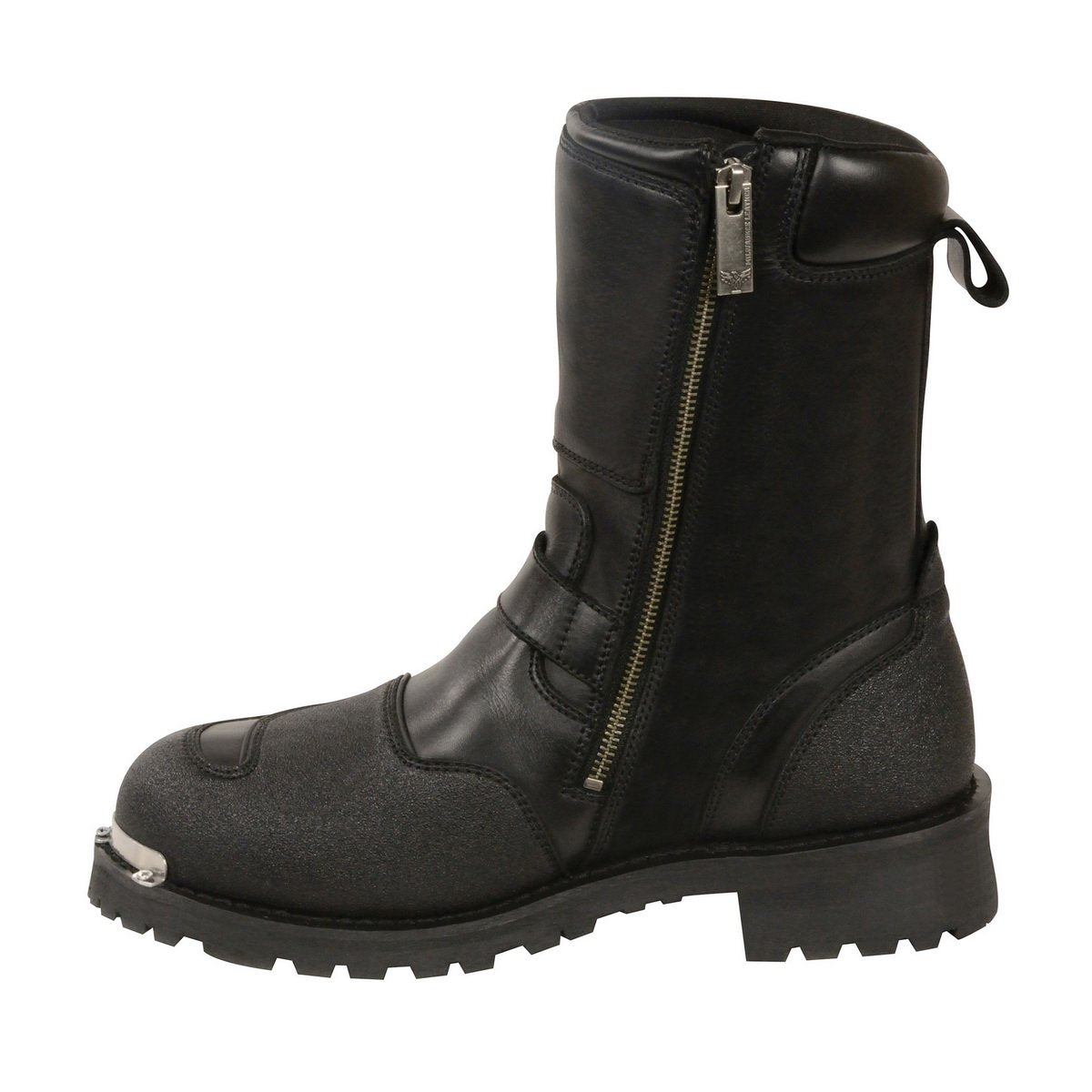 Milwaukee Leather MBM9070 Mens Black Engineer Boots with Reflective Piping and Gear Shift Protection - Milwaukee Leather Mens Boots