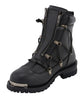 Milwaukee Leather MBM9075 Men's Black 6-inch Plain Toe Dual Zipper Lock Leather Boots