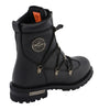 Milwaukee Leather MBM9075 Men's Black 6-inch Plain Toe Dual Zipper Lock Leather Boots