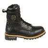 Milwaukee Leather MBM9095W Mens Wide Width Black Lace-Up Classic Logger Boots with Side Zipper - Milwaukee Leather Mens Boots