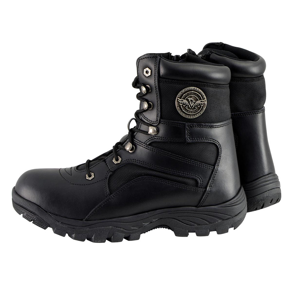 Milwaukee Leather Men's 9-Inch Black Leather Swat Style-Tactical Lace-Up Motorcycle Biker Boots MBM9105