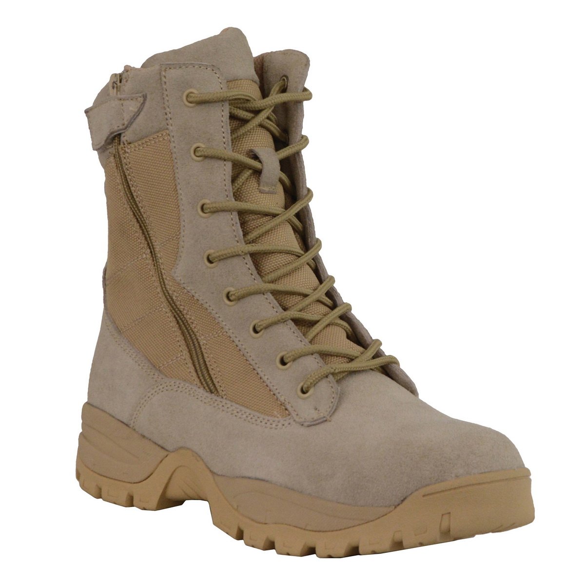 Milwaukee Performance MBM9111 Mens Lace-Up Desert Sand 9-Inch Leather Tactical Boots with Side Zippers - Milwaukee Leather Mens Boots
