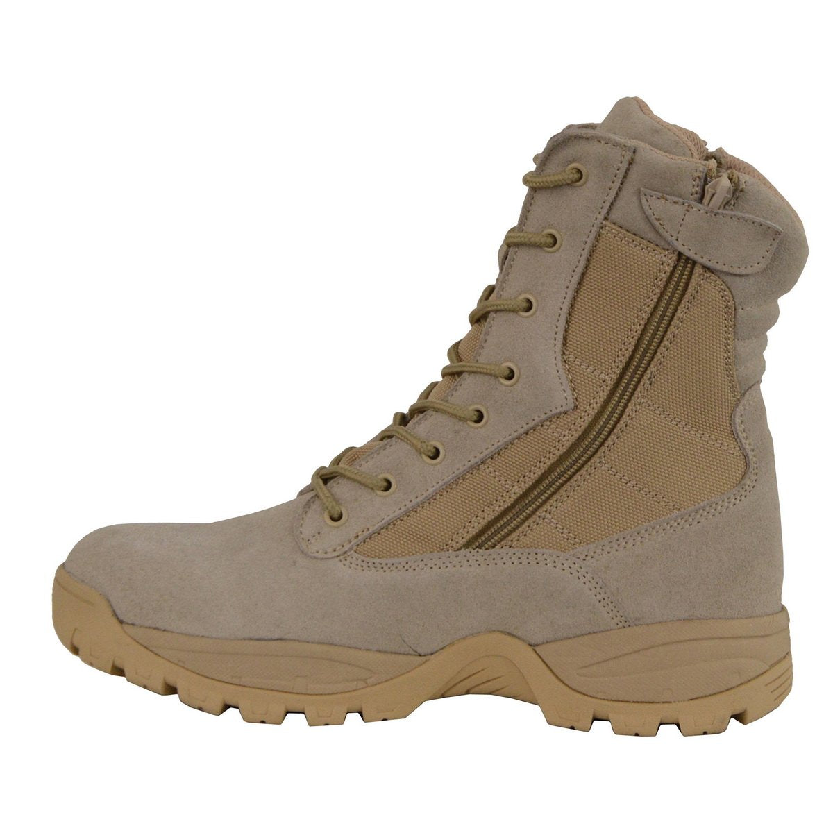 Milwaukee Performance MBM9111 Mens Lace-Up Desert Sand 9-Inch Leather Tactical Boots with Side Zippers - Milwaukee Leather Mens Boots
