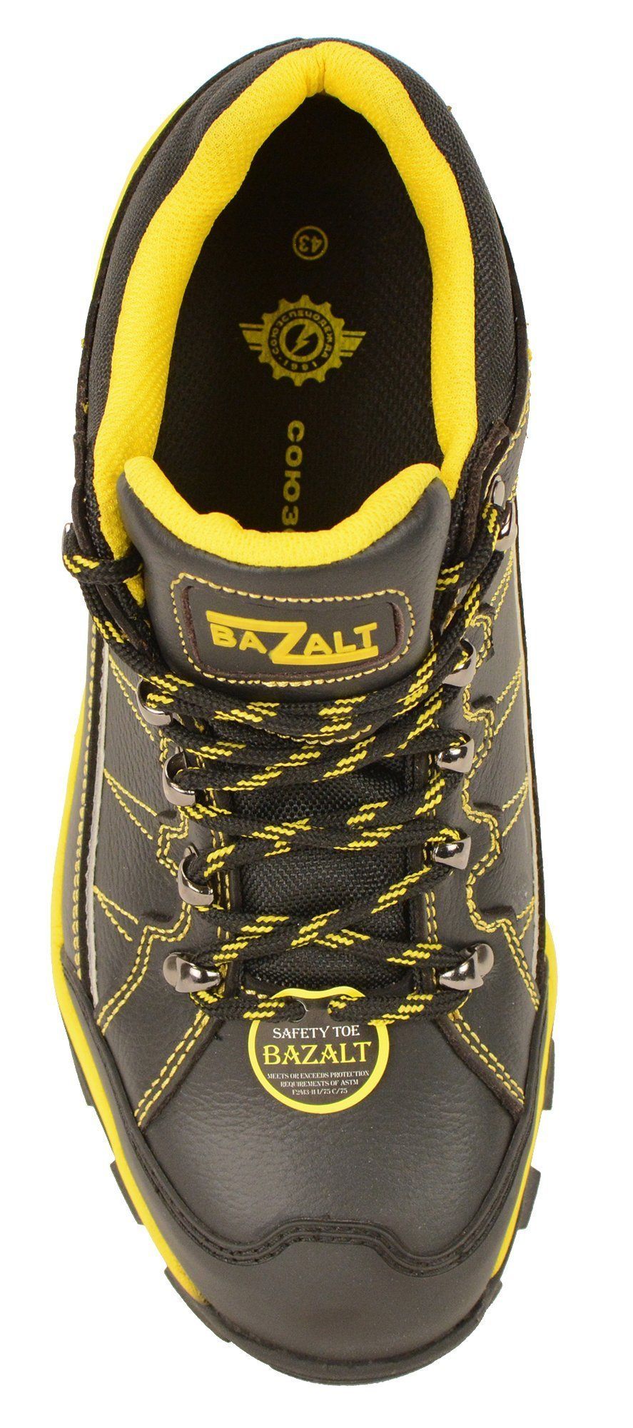 Bazalt MBM9121ST Men's Black and Yellow Water and Frost Proof Leather Outdoor Shoes with Composite-Toe