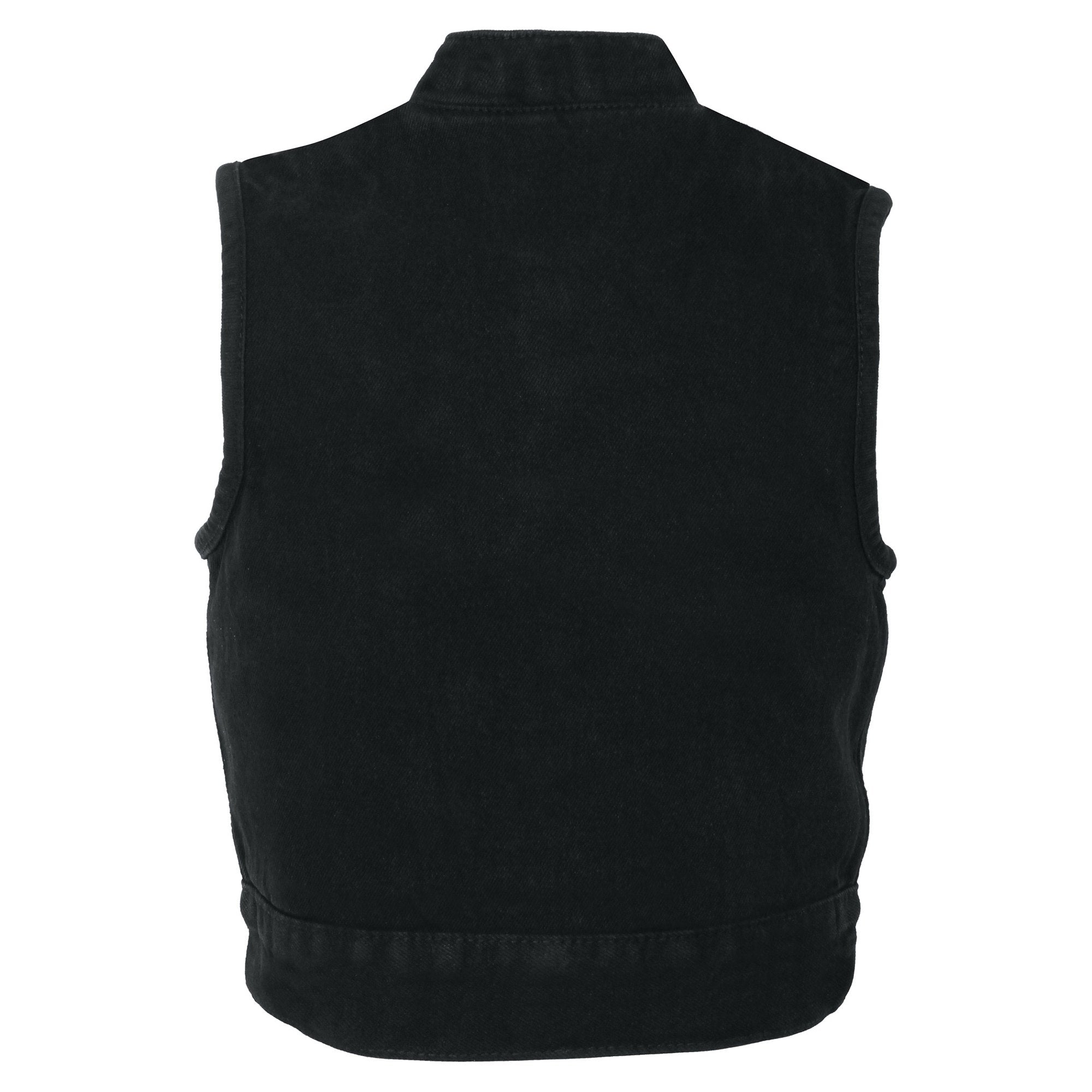 Milwaukee  Leather MDK3920 Kids Black Denim Club Style Snap Front Vest - Milwaukee Performance Kids Denim Vests