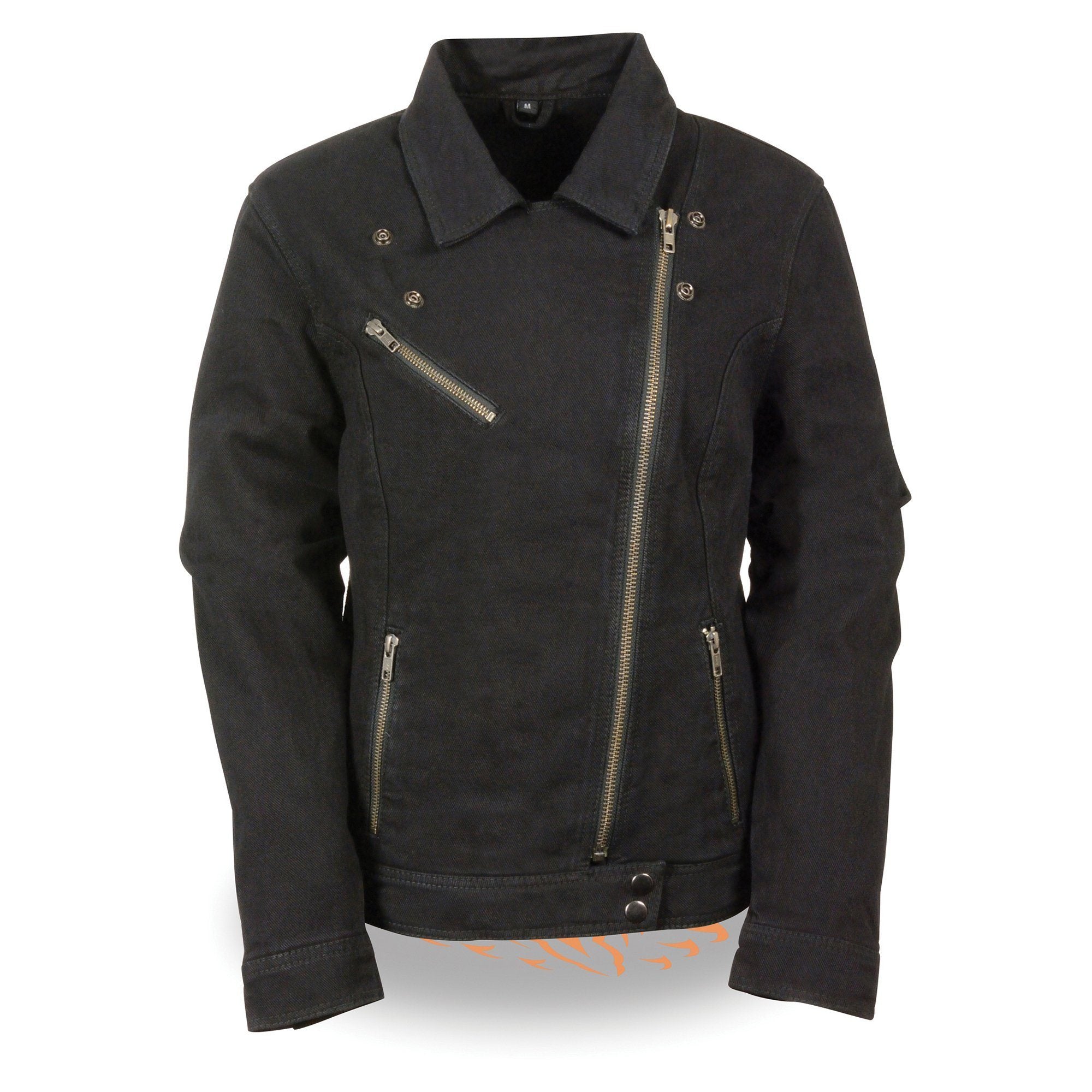 Milwaukee Leather MDL2000 Ladies Black Denim Jacket with Studded Spikes