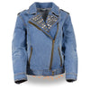 Milwaukee Leather MDL2000 Women's Blue Denim Jacket with Studded Spikes