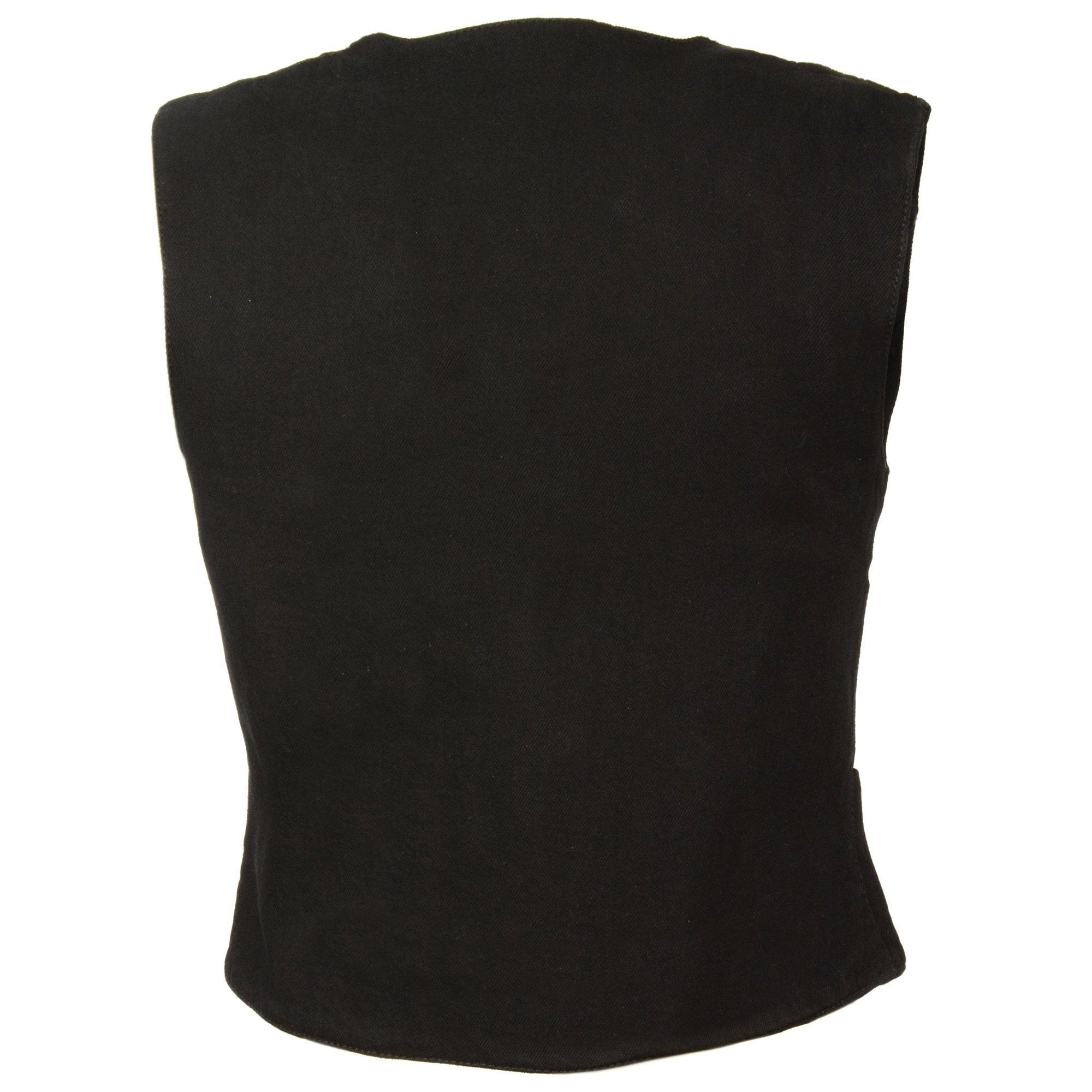 Milwaukee Performance MDL4000 Ladies Black Plain Side 3 Snap Front Denim Vest - Milwaukee Performance Womens Denim Vests