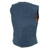 Milwaukee Leather MDL4000 Women's Blue Plain Side 4 Snap Front Denim Vest