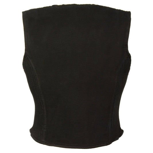 Milwaukee Performance MDL4010 Ladies Black Zipper Front Denim Vest with Side Stretch - Milwaukee Performance Womens Denim Vests