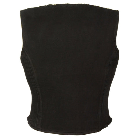 Milwaukee Performance MDL4010 Ladies Black Zipper Front Denim Vest with Side Stretch - Milwaukee Performance Womens Denim Vests