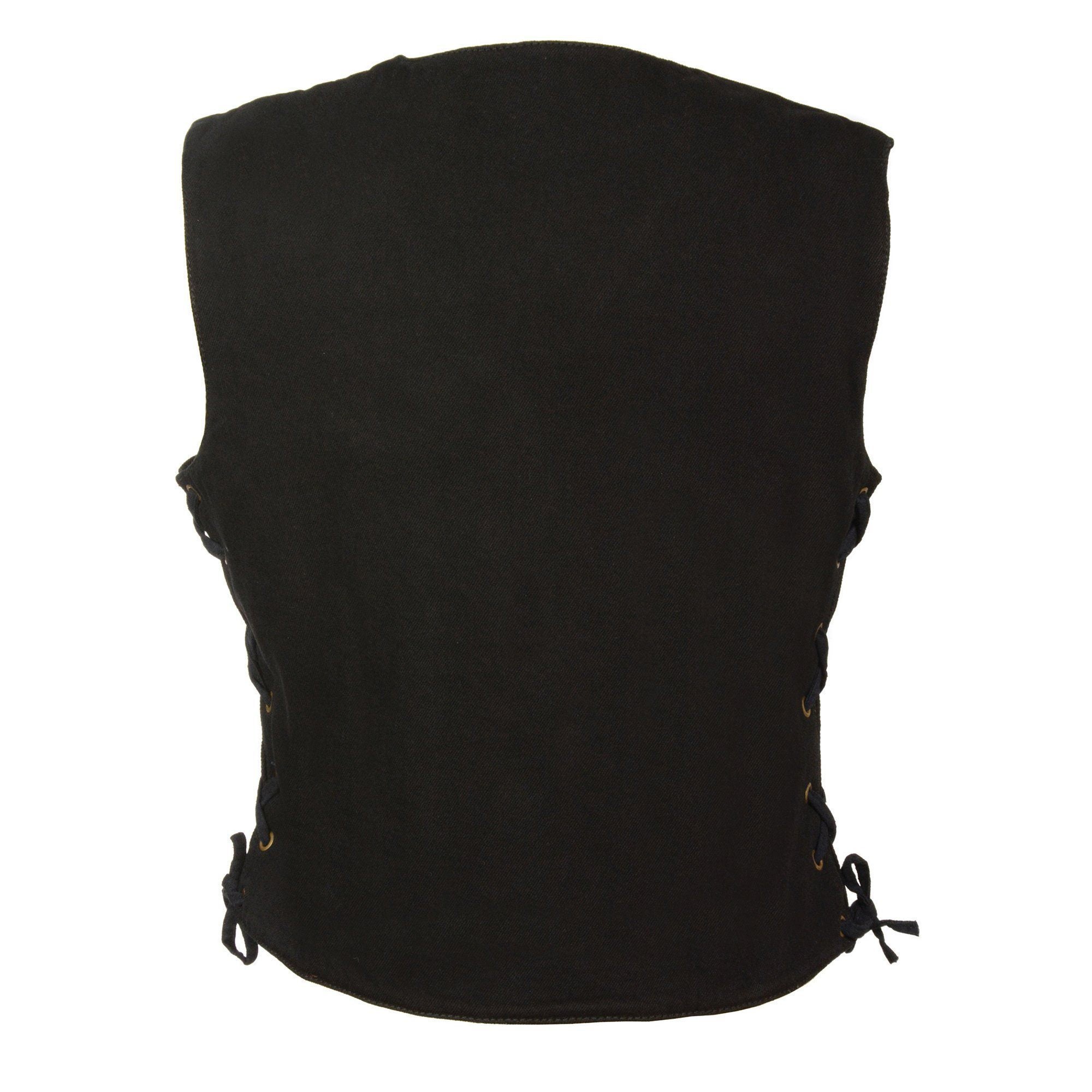 Milwaukee Performance MDL4020 Womens Black 6 Pocket Side Lace Denim Vest with Gun Pockets - Milwaukee Performance Womens Denim Vests