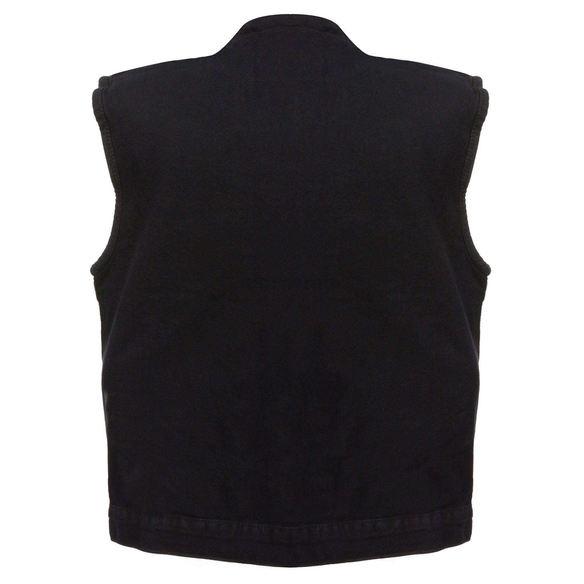 Milwaukee Performance MDM3000 Men's Black Concealed Snap Denim Club Vest with Hidden Zipper - Milwaukee Performance Mens Denim Vests