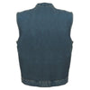 Milwaukee Performance MDM3000 Men's Blue Concealed Snap Denim Club Vest with Hidden Zipper - Milwaukee Performance Mens Denim Vests