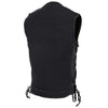 Milwaukee Leather MDM3002 Men's Black ‘Covert’ Side Lace Denim Club Style Vest with Dual Closure
