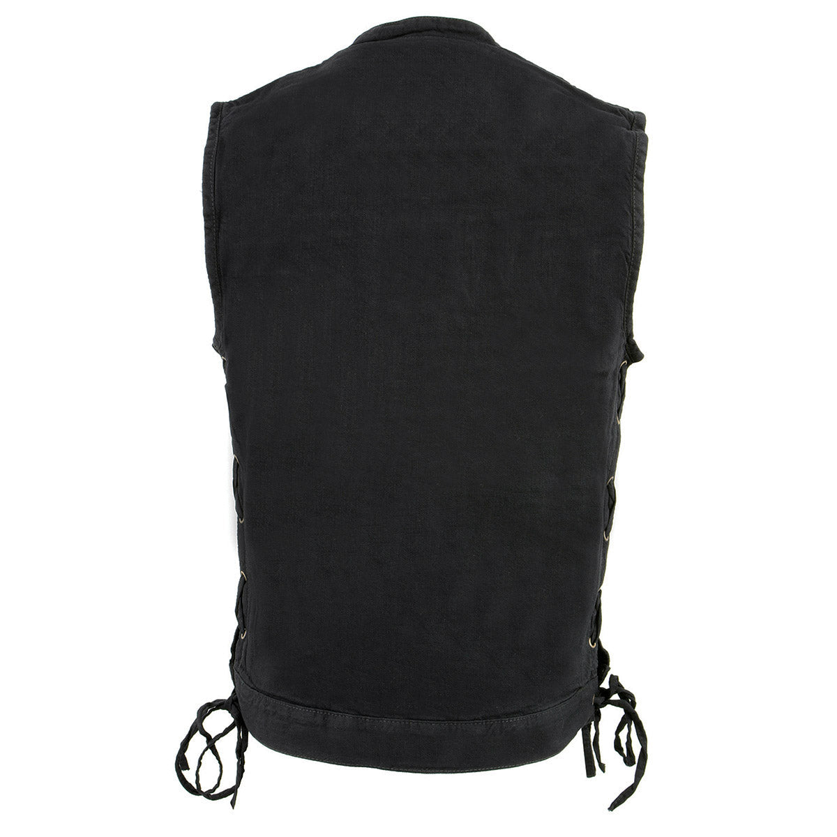 Milwaukee Leather MDM3002 Men's Black ‘Covert’ Side Lace Denim Club Style Vest with Dual Closure
