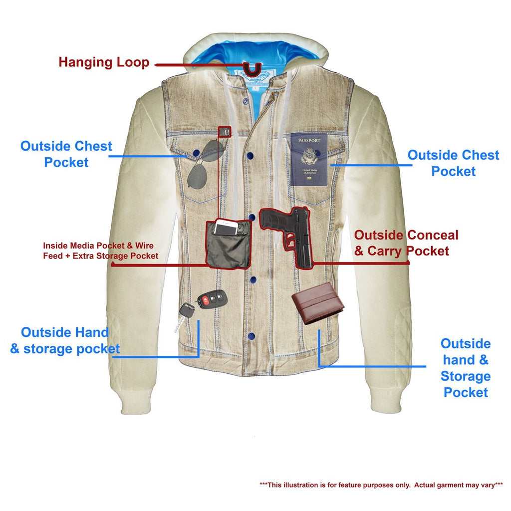 Milwaukee Performance MDM3020 Men's Blue Denim 3 in 1 Club Style Vest with Removable Hoodie