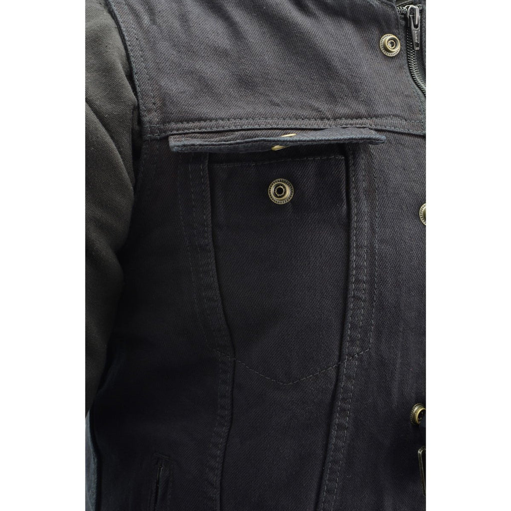 Milwaukee Performance MDM3020 Men's Black Denim 3 in 1 Club Style Vest with Removable Hoodie - Milwaukee Performance Mens Denim Vests