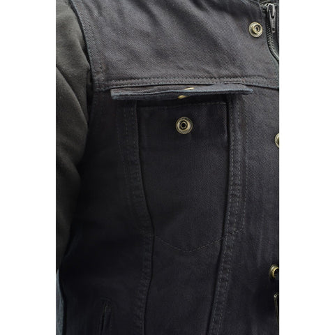 Milwaukee Performance MDM3020 Men's Black Denim 3 in 1 Club Style Vest with Removable Hoodie - Milwaukee Performance Mens Denim Vests