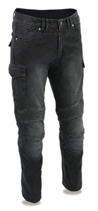 Milwaukee Leather MDM5010 Men's Black Knee Flex Armored Straight Cut Motorcycle Denim Jeans Reinforced with Aramid Fibers