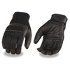 Xelement XG7503 Men's Black Leather and Mesh Racing Gloves with Touch Screen Fingers