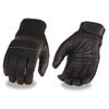 Xelement XG7503 Men's Black Leather and Mesh Racing Gloves with i-Touch Screen Fingers