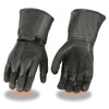 Milwaukee Leather MG7505 Men's Black Leather Gauntlet Motorcycle Hand Gloves W/ ‘Wrist Strap Closure and Lightly Lined’