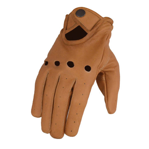 Milwaukee Leather MG7508 Men's Saddle Perforated Leather Full Finger Motorcycle Hand Gloves W/ Breathable ‘Open Knuckle’