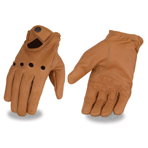 Milwaukee Leather MG7508 Men's Saddle Perforated Leather Full Finger Motorcycle Hand Gloves W/ Breathable ‘Open Knuckle’
